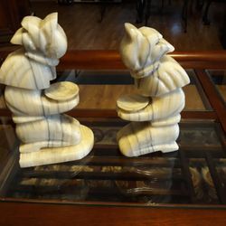 Vtg Hand Carved Aztec Offering  Gods,  Heavy Onyx/Marble Figurines As Is  