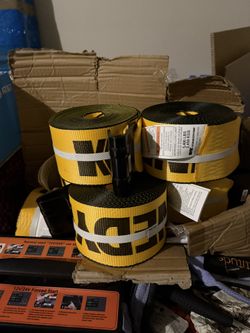 10 Kinedyne Winch Straps 4" x 30' Gold Heavy Duty Tie Down w/Flat Hooks WLL# 5400 lbs | 4 Inch Cargo Control for Flatbed Truck Utility Trailer