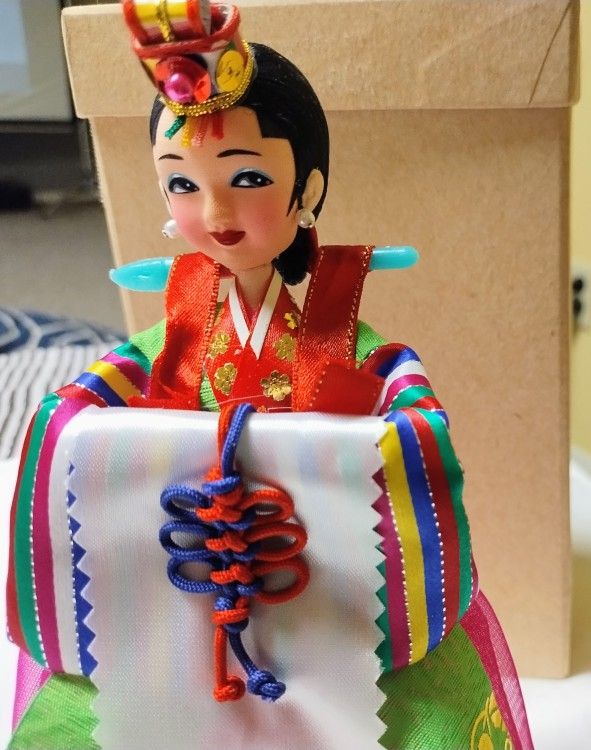 Vtg Korean Collectible Bride Doll