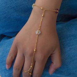 Flower beaded hand chain gold and multi available