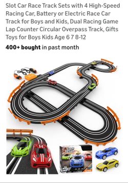 Slot Car Race Track Sets with 4 High-Speed
Racing Car, Battery or Electric Race Car
Track for Boys and Kids, Dual Racing Game
Lap Counter Circular Ove