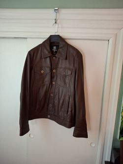 Brown Leather Trucker jacket