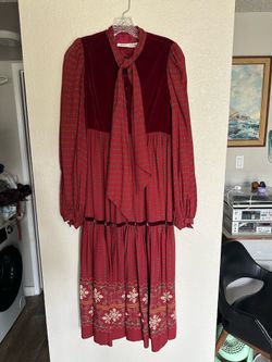 Vintage Dress Victor Costa Mission Pattern Prairie Style Size 8