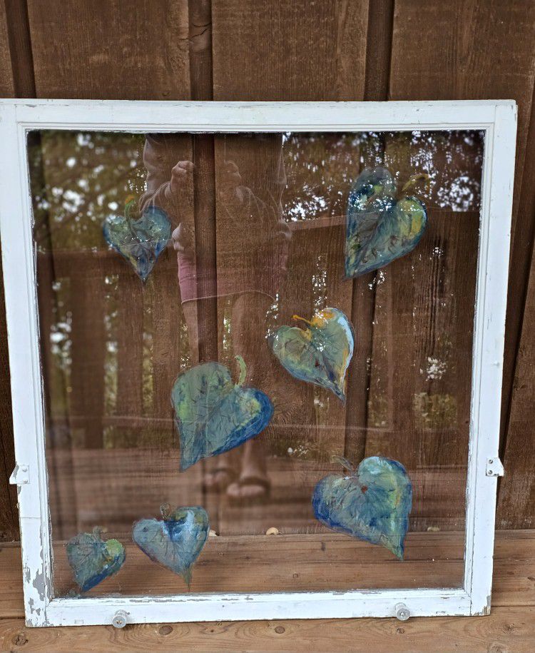 Vintage Window With Autumn Leaves