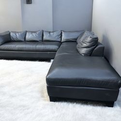 Free Delivery Grey Leather Sectional Couch 