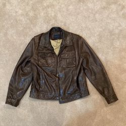 Vintage Brown Leather Truckers Jacket (Banana Republic)