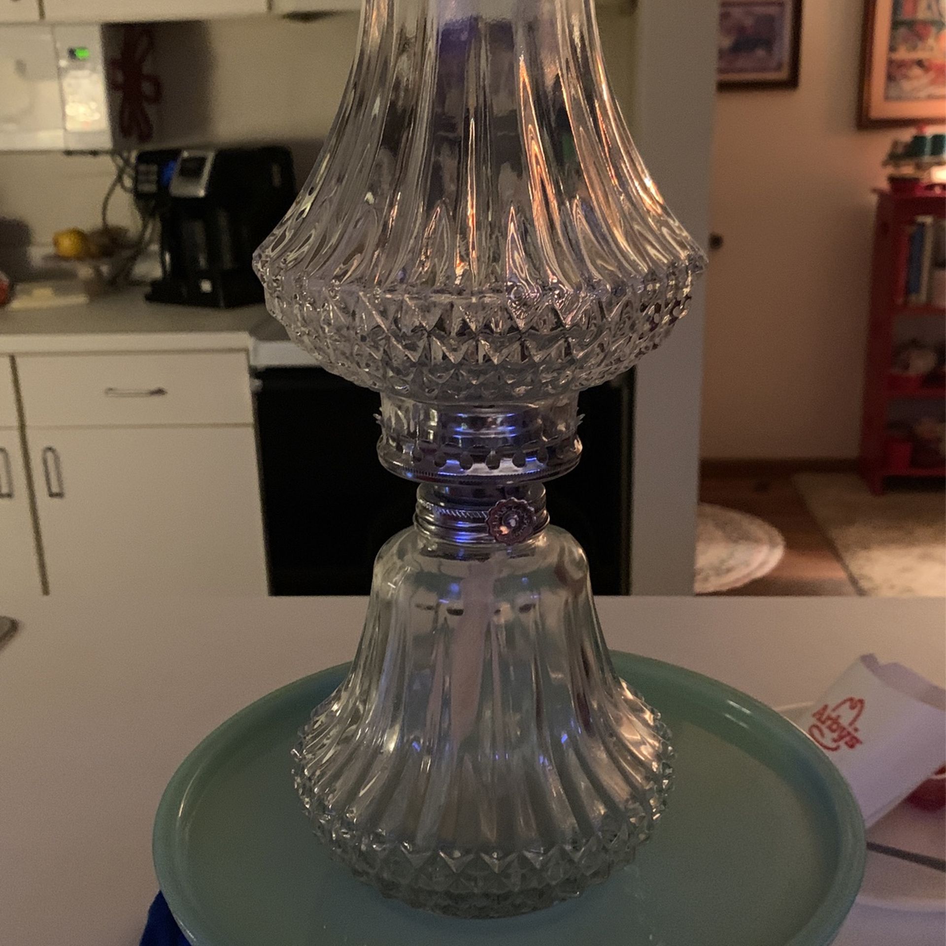 VTG Lamplight Farms Glass Oil Table Lamp 13” With Shade Made Austria