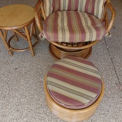Three Piece Rattan Swivel Rocker Set
