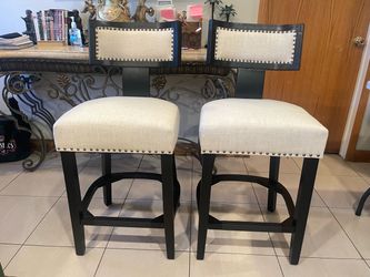 Set of 2 Upholstered Counter Height Bar Stools