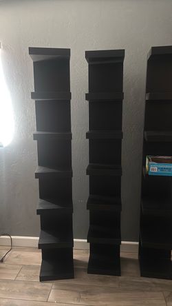 black shelves