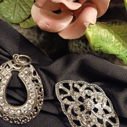Vintage Jewelry Rinestone Lot Brooch Pin, & Pendant