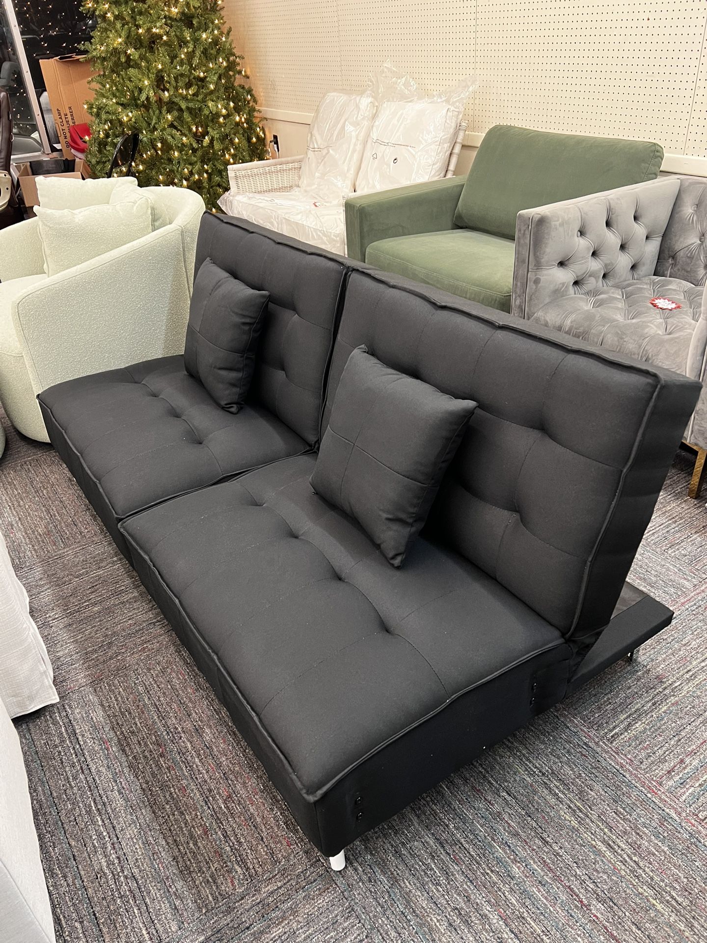 Futon Sofa Bed Adjustable Upholstery Versatile Convertible Sofa with Fabric Cover, New