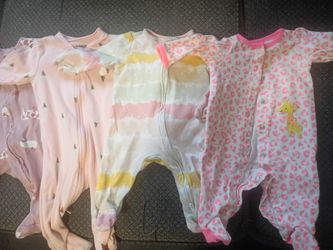 0 to 3 months girls pajama onesies and two swaddles