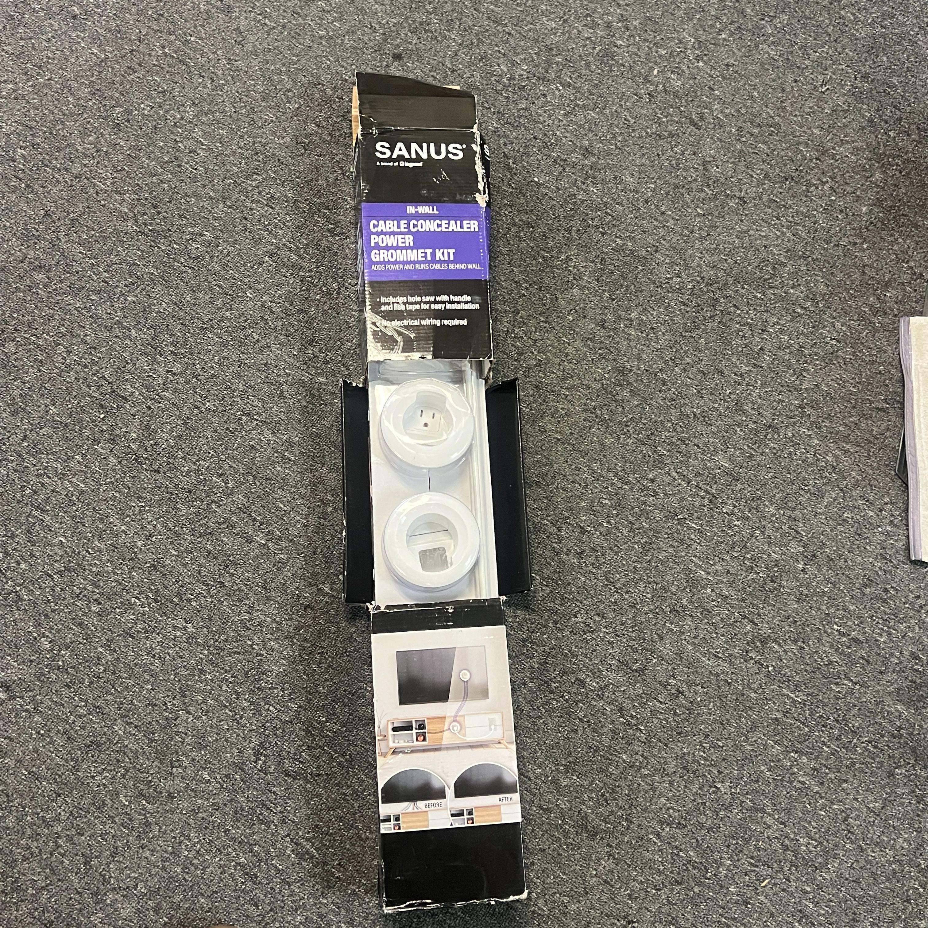 Sanus - In-Wall Cable Concealer Power Grommet Kit for Mounted TVs - White