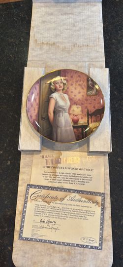Lana Turner as Cora in The Postman Always Rings Twice collector plate