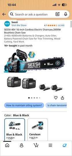 SEESII 40V 16-Inch Cordless Electric Chainsaw