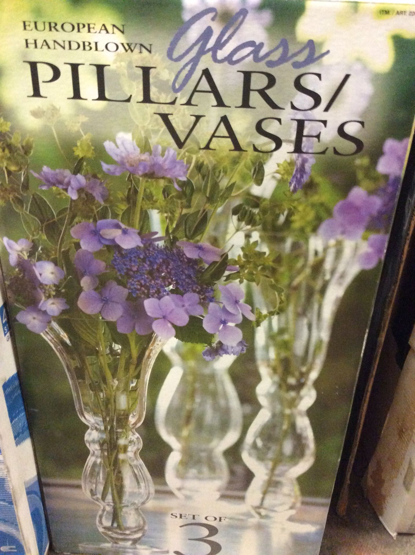 European Glass Blown pillar vases or invert for candle stands