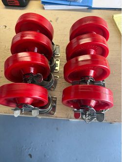 Eight swivel wheels with brake for five-inch Custer commercial cars
