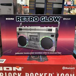 Ion Retro Glow Wireless Translucent Boombox With 10-Hour Battery Brand New In Box