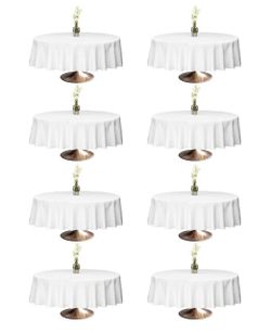 90x90 Table Cloth - 8 Pack Round White Washable Stain