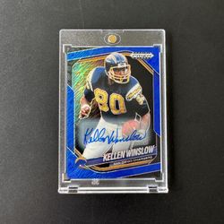 Kellen Winslow 2025 Prizm Black Prizm Auto Blue Shimmer FOTL /15 #129 KG