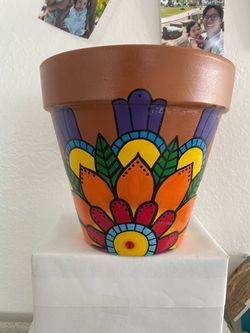 Hand-Painted Mandala Floral 6 inch Terracotta Flower Pot