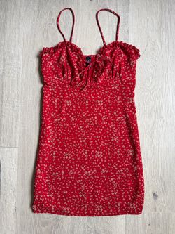 Red Floral Mini Dress with Spaghetti Straps