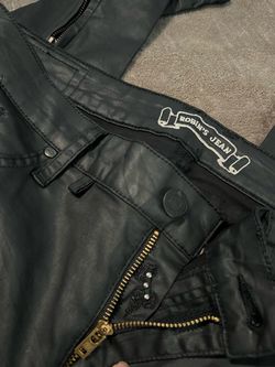 Men’s Designer Black wax coated Robin’s Jeans