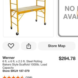 6 Ft Rolling Bakers Style Scaffold 1000 Lbs