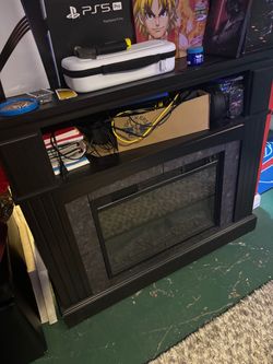 Black Electric Fireplace TV Stand
