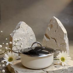 Stock Pot with Lid, 4 & 3.6 Quart Soup Pot with Ceramic Coating, Nonstick Ceramic Cooking Pot, Induction Compatible Stockpot 