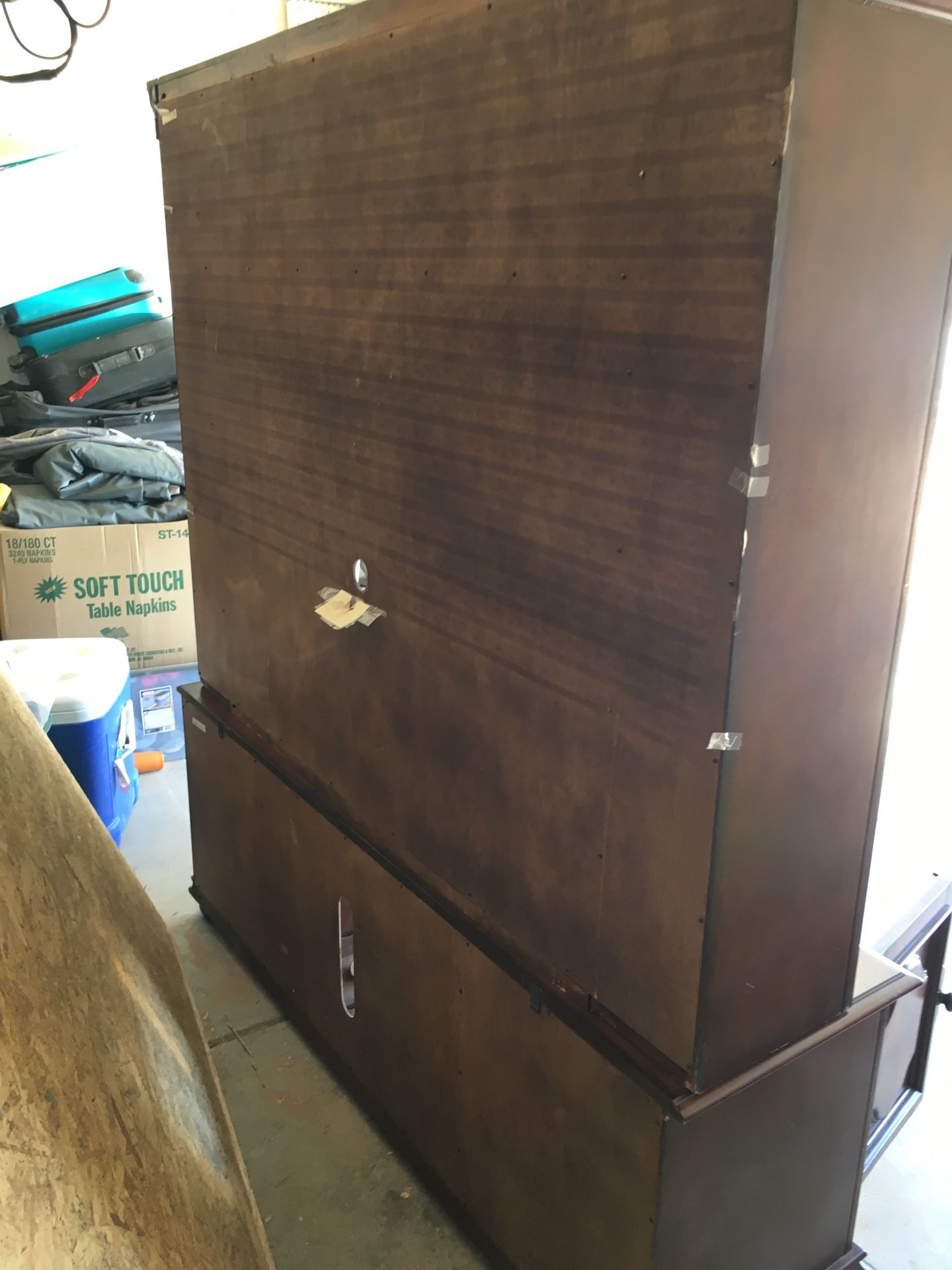 Television stand with cabinets and shelves