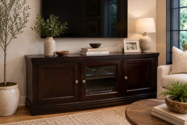 Solid Wood 60” TV Console / 3-Door Media Cabinet – Espresso