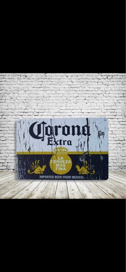 Corona Vintage Style Antique Collectible Tin Metal Sign Wall Decor