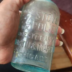 ANTIQUE  1900 EZ STOVE POLISH BOTTLE 