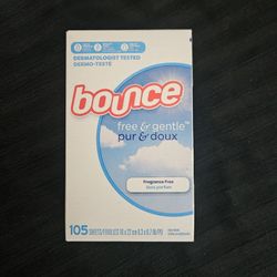 $5 Each (2 Available) Bounce Free And Gentle 105 Count Dryer Sheets