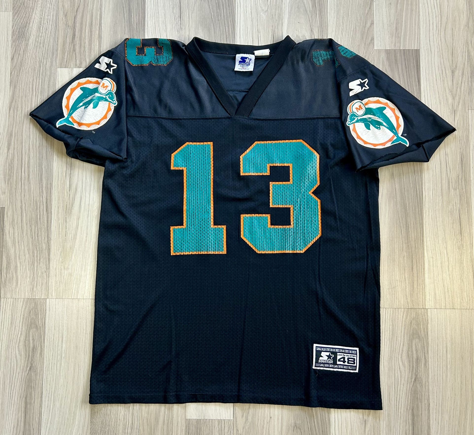 VTG 90s Miami Dolphins Dan Marino STARTER Jersey Black Size 48 Large
