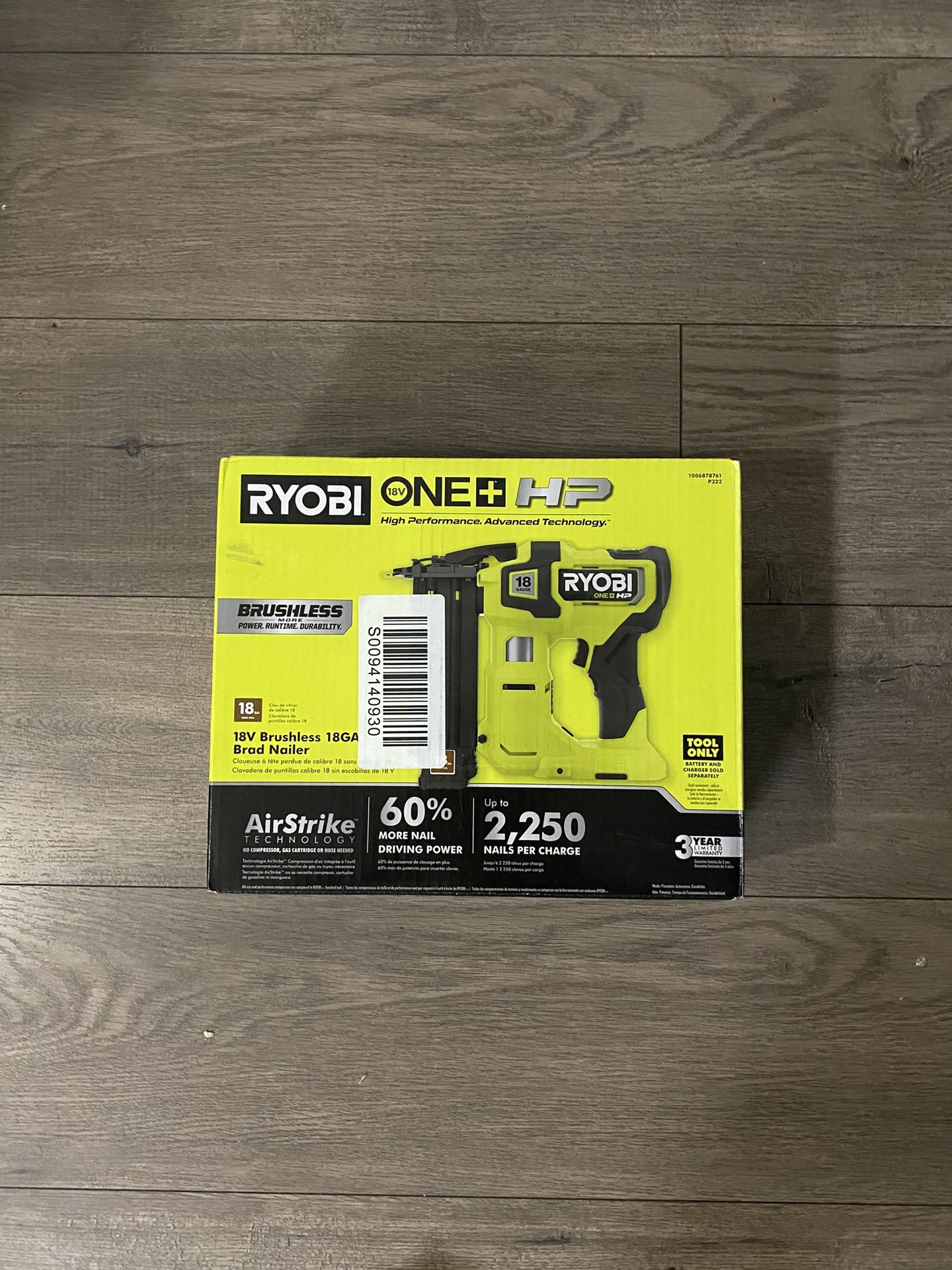 Ryobi P322 18V Cordless Brad Nailer – BRAND NEW