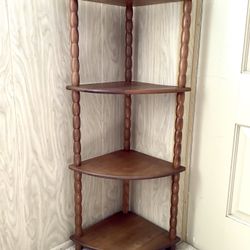 VINTAGE SPINDLE CORNER SHELF STAND 