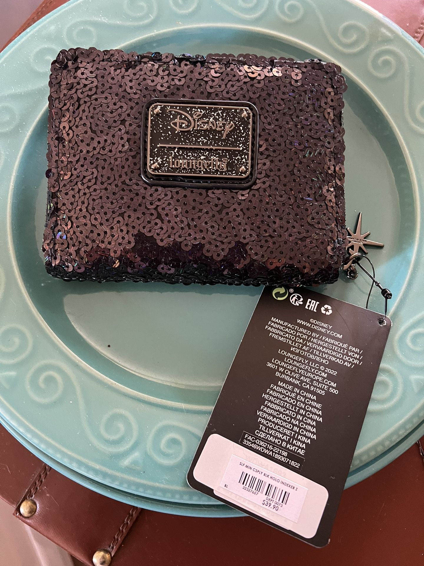 Minnie Mouse black sequin wallet. Lounge fly.