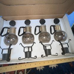 Vintage "SILEX" CANDLELIGHT SERVICE - (4) CARAFE'S w/ STANDS  & ORIGINAL BOX