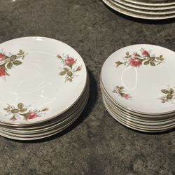 Floral Salad & Dessert Plates With Gold Rims