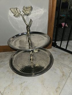 Two tier metal dessert stand