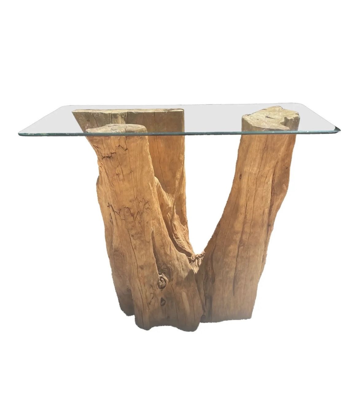 Biophilic Boho Console or Bar Height Table, Gorgeous Tree Trunk Table