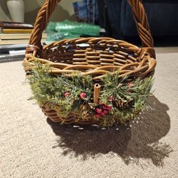 Christmas Themed Wicker Basket