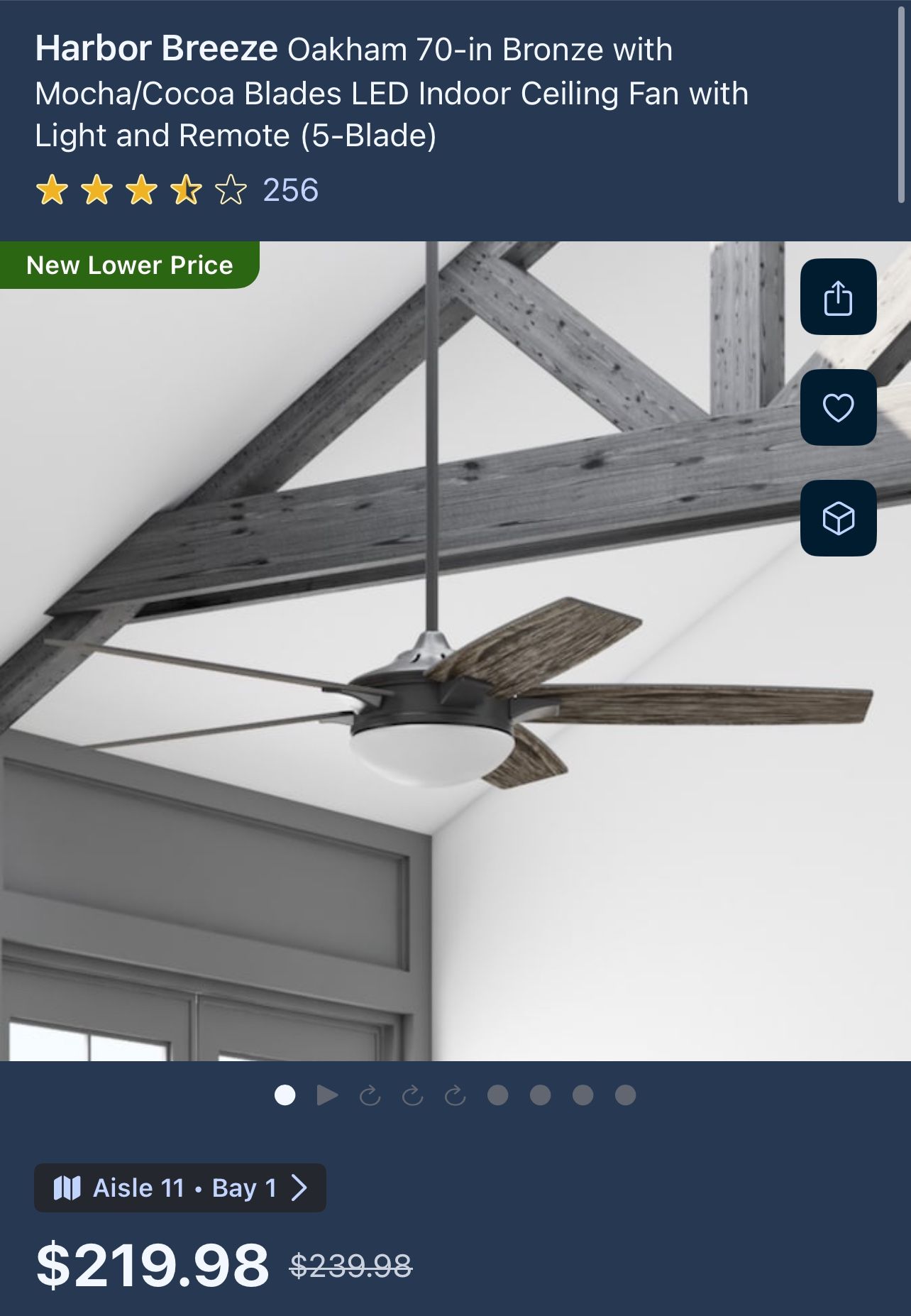 Harbor Breeze Oakham 70-in Bronze with Mocha/Cocoa Blades LED Indoor Ceiling Fan