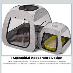 Portable Cat Playpen, Trapezoidal Design