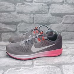 Nike Zoom Structure 21 Gray Pink Womens US Size 9  Running Shoes