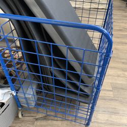 Blue Metal Rolling Cart