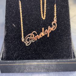 Penelope Girls Name 14k Gold Pendant And Chain 